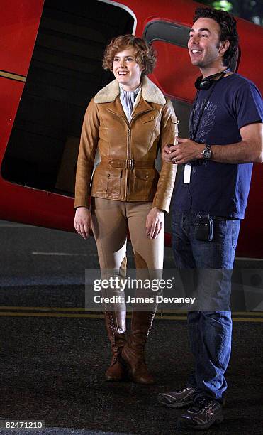 Actress Amy Adams and director Shawn Levy on location for "Night at the Museum 2: Battle of the Smithsonian" at the Natural Museum of History on...