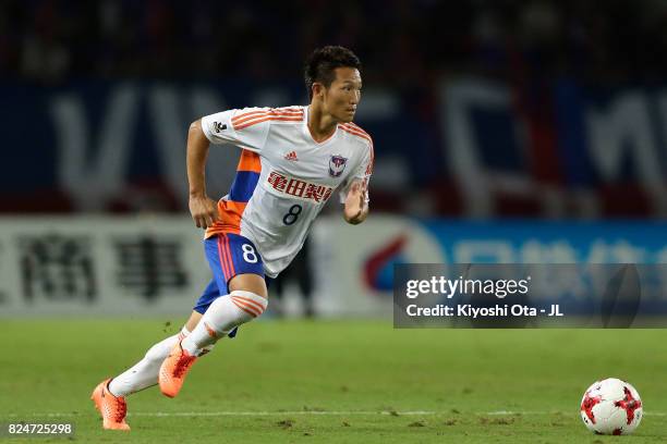 Kei Koizumi of Albirex Niigata in action during the J.League J1 match between FC Tokyo and Albirex Niigata at Ajinomoto Stadium on July 30, 2017 in...