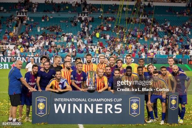 Luis Suarez of Barcelona, Neymar of Barcelona, Lionel Messi of Barcelona, Jasper Cillessen of Barcelona, Sergio Busquets of Barcelona, Andres Iniesta...
