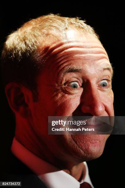 Opposition Leader Andrew Little is interviewed on the campaign trail at Massey University, Albany Campus on July 31, 2017 in Auckland, New Zealand....