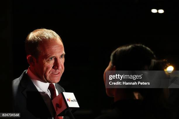 Opposition Leader Andrew Little is interviewed on the campaign trail at Massey University, Albany Campus on July 31, 2017 in Auckland, New Zealand....