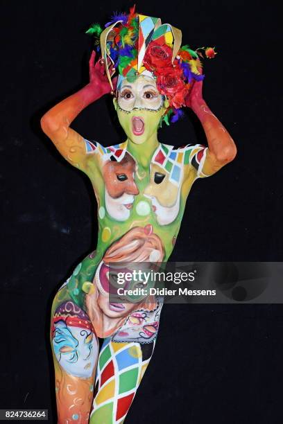 Model poses for a picture during the 20th World Bodypainting Festival 2017 on July 30, 2017 in Klagenfurt, Austria.