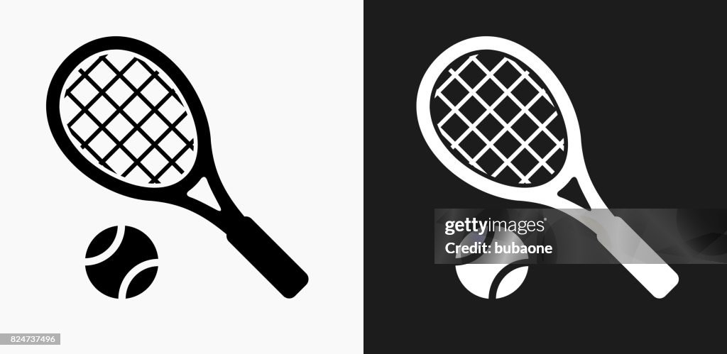 Tennis Icon on Black and White Vector Backgrounds