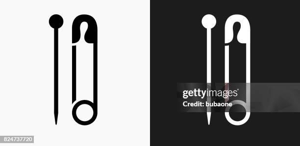 Needle And Safety Pin Icon On Black And White Vector Backgrounds