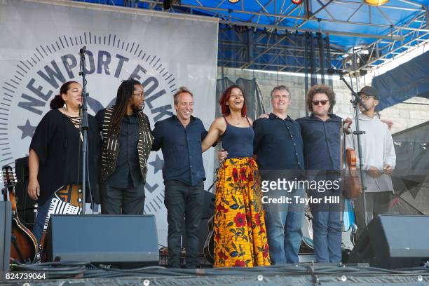 Rhiannon Giddens performs during the 2017 Newport Folk Festival at Fort Adams State Park on July 30, 2017 in Newport, Rhode Island.