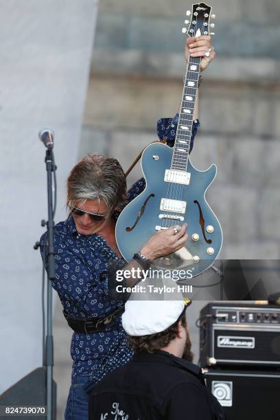 Charlie Sexton and Nathaniel Rateliff perform during the 2017 Newport Folk Festival at Fort Adams State Park on July 30, 2017 in Newport, Rhode...