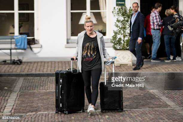 Anja Mittag of Germany leaves the team base hotel on July 31, 2017 in 's-Hertogenbosch, Netherlands.