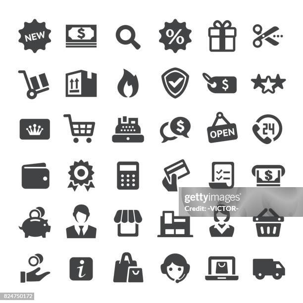 retail and e-commerce icons - big series - phone coupon stock illustrations