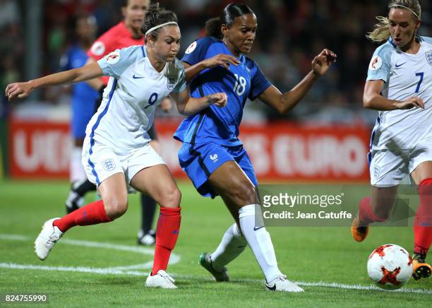 Jodie Taylor of England and Marie-Laure Delie of France during the UEFA Women's Euro 2017 quarter final match between England and France at Stadion...