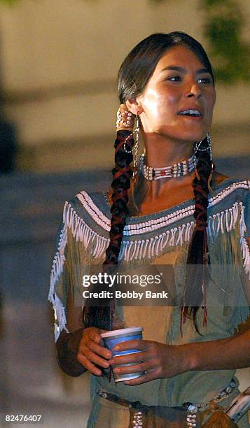 Mizio Peck returns as "Sacagawea" on location for "Night at the Museum 2" at The Museum of Natural History on August 19, 2008 in New York City.