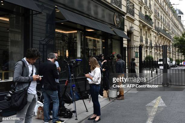 Journalists gather near the home of French actress Jeanne Moreau in Paris on July 31 after her death at the age of 89 was announced. French actress...