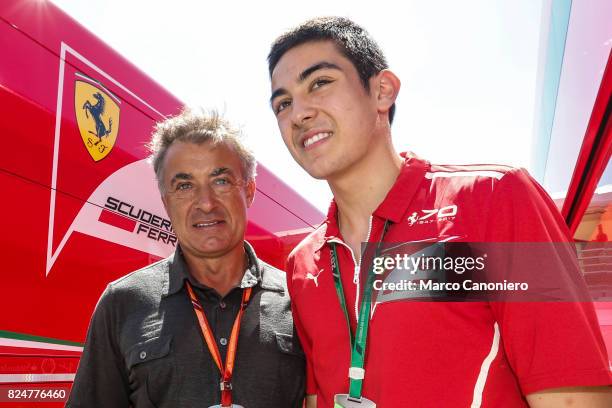 French former formula 1 driver Jean Alesi and his son Giuliano Alesi during the Formula One Grand Prix of Hungary.