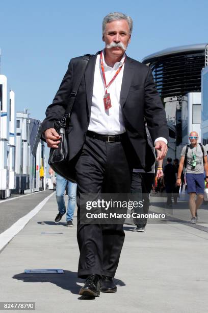 Chase Carey, CEO and Executive Chairman of the Formula One Group walks in the Paddock before the Formula One Grand Prix of Hungary.