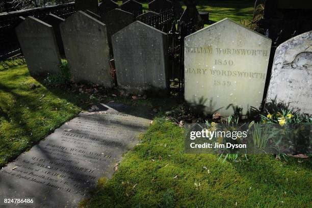 The grave of poet William Wordsworth in St Oswald's Churchyard, March 23, 2011 in Grasmere England.