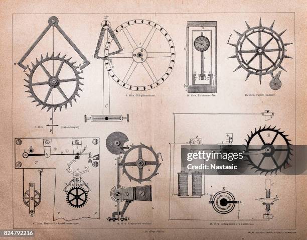 hours structures - clockwork stock illustrations