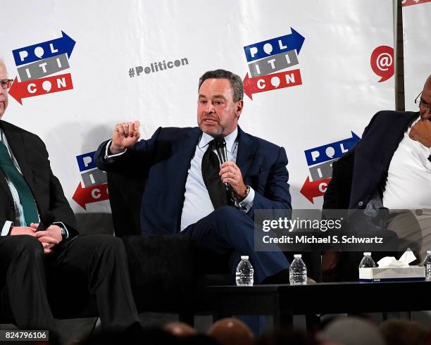 David Frum speaks at the 'Now What, Republicans?' panel during Politicon at Pasadena Convention Center on July 30, 2017 in Pasadena, California.