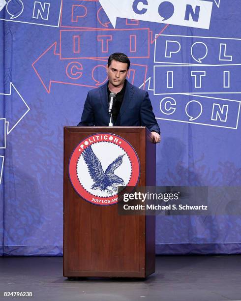 Ben Shapiro at the 'Cenk Uygur vs. Ben Shapiro' panel during Politicon at Pasadena Convention Center on July 30, 2017 in Pasadena, California.