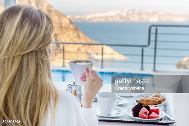 romantic breakfast - private terrace balcony stock pictures, royalty-free photos & images