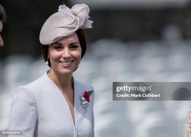 Catherine, Duchess of Cambridge attends the commemorations at the Tyne Cot Commonwealth War Graves Cemetery on July 31, 2017 in Ypres, Belgium. The...