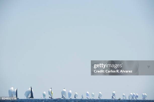 Sailing boats compete during a leg of the 36th Copa del Rey Mapfre Sailing Cup on July 31, 2017 in Palma de Mallorca, Spain.