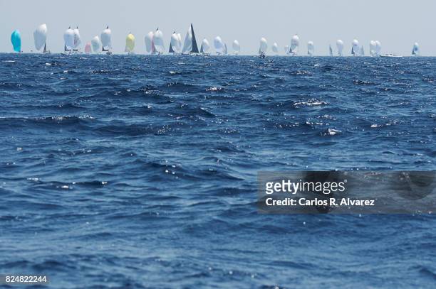 Sailing boats compete during a leg of the 36th Copa del Rey Mapfre Sailing Cup on July 31, 2017 in Palma de Mallorca, Spain.
