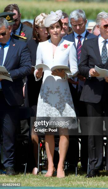 Catherine, Duchess of Cambridge during a ceremony at the Commonwealth War Graves Commisions's Tyne Cot Cemetery on July 31, 2017 in Ypres, Belgium....