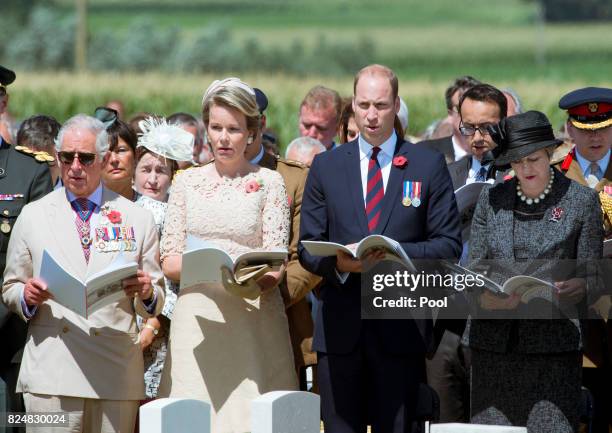 Prince Charles, Prince of Wales, Queen Mathilde of Belgium, Prince William, Duke of Cambridge and Prime Minister Theresa May during a ceremony at the...