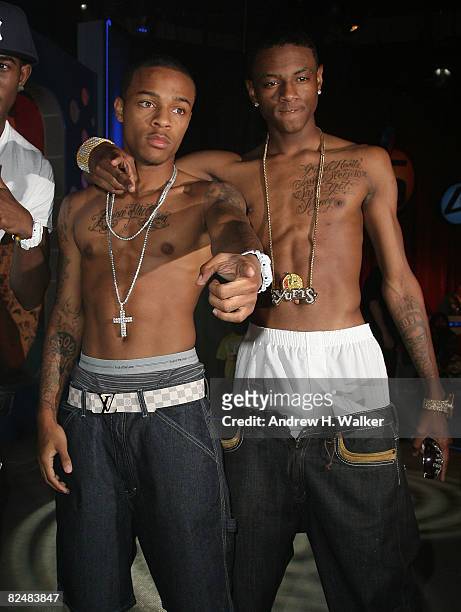 Recording artists Bow Wow and Soulja Boy attend the taping of the 2,000th episode of "106 & Park" at the BET studios on August 19, 2008 in New York...