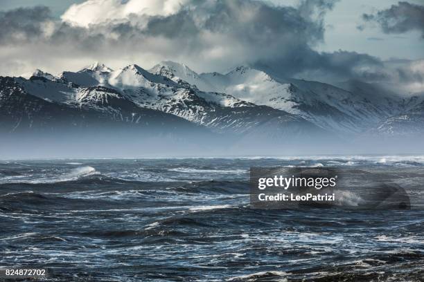 outstanding natural scenic view in iceland coastline - iceland mountains stock pictures, royalty-free photos & images