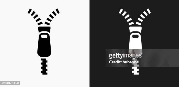 zipper icon on black and white vector backgrounds - zipper stock illustrations