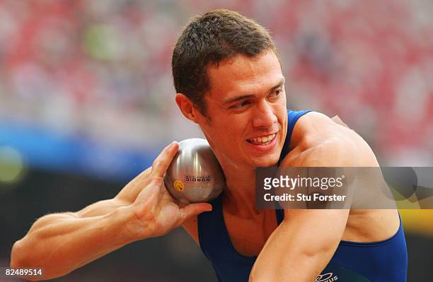 Carlos Chinin of Brazil competes in the Men's Decathlon Shot Put Final held at the National Stadium during Day 13 of the Beijing 2008 Olympic Games...
