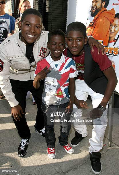 Actors Kofi Siriboe Kwesi Boakye, Kwame Boateng, pose at the premiere Of Weinstein Company's "The Longshots" on August 20, 2008 at the Majestic Crest...