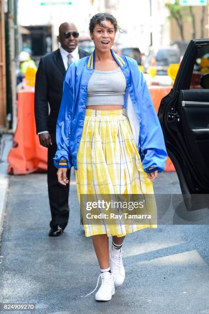 Musician Aluna Francis enters the "AOL Build" taping at the AOL Studios on July 31, 2017 in New York City.