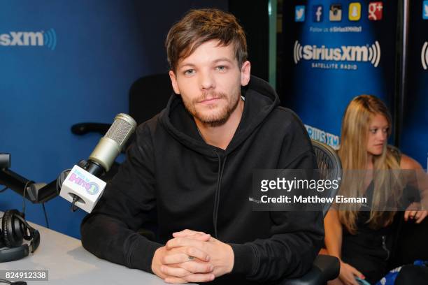 Singer Louis Tomlinson of the band One Direction visits 'The Morning Mash Up' on SiriusXM Hits 1 Channel at SiriusXM Studios on July 31, 2017 in New...