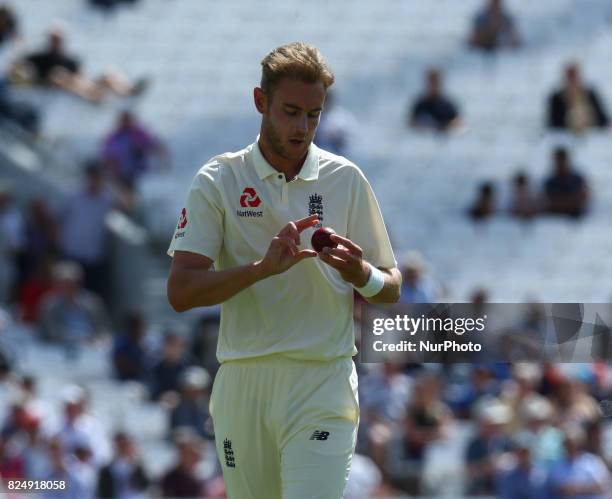 England's Stuart Broad during the International Test Match Series Day fIVE match between England and South Africa at The Kia Oval Ground in London on...