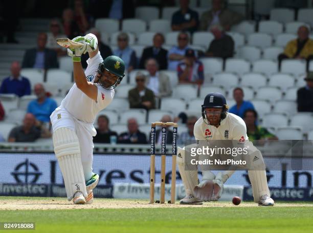 Dean Elgar of South Africa during the International Test Match Series Day fIVE match between England and South Africa at The Kia Oval Ground in...