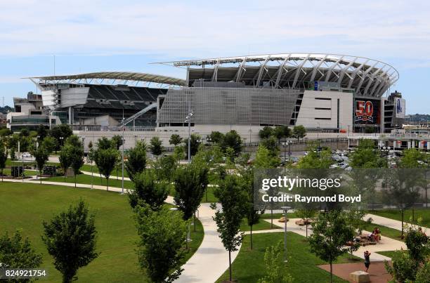 Paul Brown Stadium, home of the Cincinnati Bengals football team in Cincinnati, Ohio on July 21, 2017.