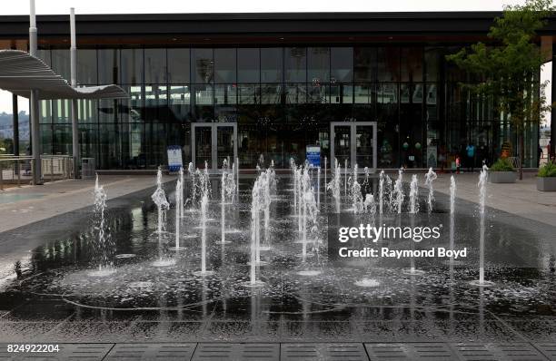 The Susan and Joe Richler Family fountains on the plaza next to Carol Ann's Carousel in Cincinnati, Ohio on July 20, 2017.
