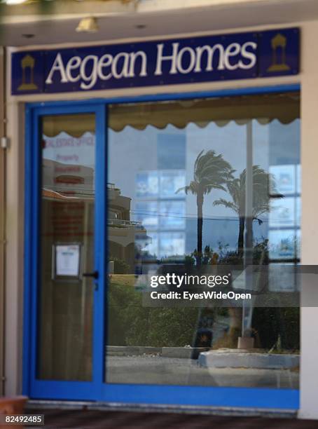 Real estate agent near the village Lindos on August 08, 2008 in Rhodes, Greece. Rhodes is the largest of the greek Dodecanes Islands.