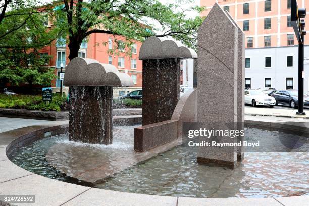 Stuart Fink's 'Untitled' Fountain sculpture sits in Piatt Park, the oldest in Cincinnati in Cincinnati, Ohio on July 21, 2017. MANDATORY MENTION OF...