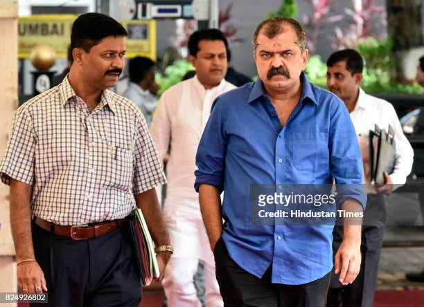 Jitendra Awhad arrives at Vidhan Bhavan for Monsoon Assembly Session on July 31, 2017 in Mumbai, India.