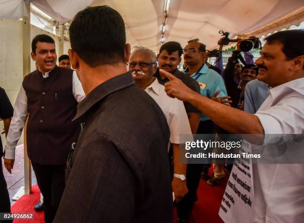 Maharashtra Chief Minister Devendra Fadnavis arrives at Vidhan Bhavan for Monsoon Assembly Session on July 31, 2017 in Mumbai, India.