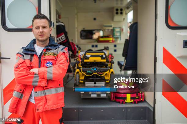 portrait of a paramedic - rescue worker stock pictures, royalty-free photos & images