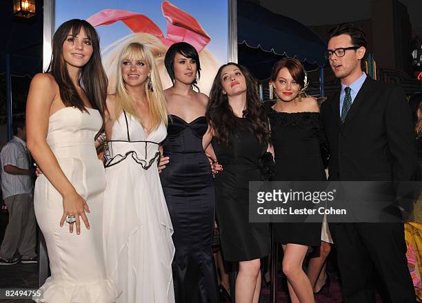 Actresses Katharine McPhee, Anna Faris, Rumer Willis, Kat Dennings, Emma stone and Colin Hanks arrive on the red carpet of Sony Pictures' premiere of...