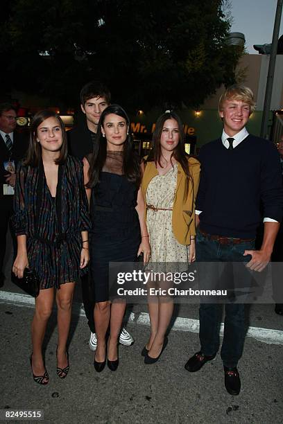 Scout Willis, Ashton Kutcher, Demi Moore and Tallulah Willis at Columbia Pictures Premiere of 'The House Bunny' on August 20, 2008 at the Mann...