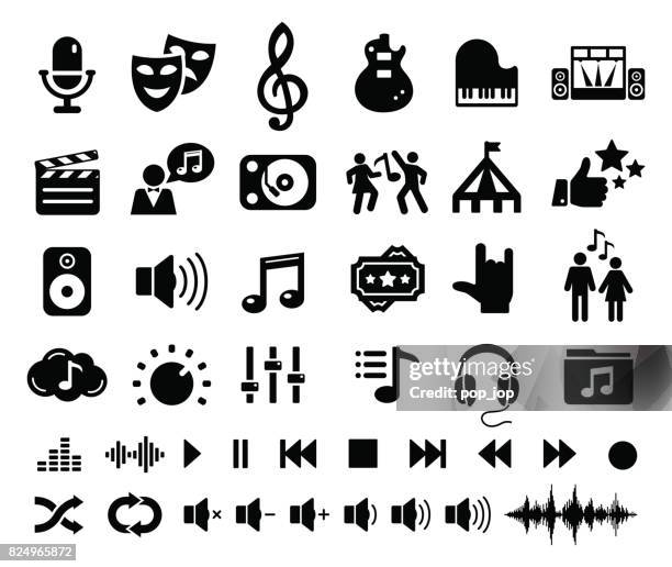entertainment music cinema theatre circus icons - illustration - concert tickets stock illustrations