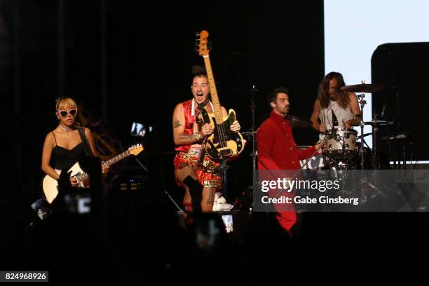 Musicians JinJoo Lee, Cole Whittle, singer Joe Jonas, and musician Jack Lawless of DNCE perform at JBL Fest, an exclusive, three day music experience...