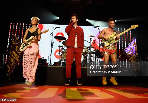 Musician JinJoo Lee, singer Joe Jonas, and musician Cole Whittle of DNCE perform at JBL Fest, an exclusive, three day music experience hosted by JBL...