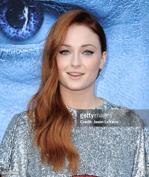 Actress Sophie Turner attends the season 7 premiere of "Game Of Thrones" at Walt Disney Concert Hall on July 12, 2017 in Los Angeles, California.
