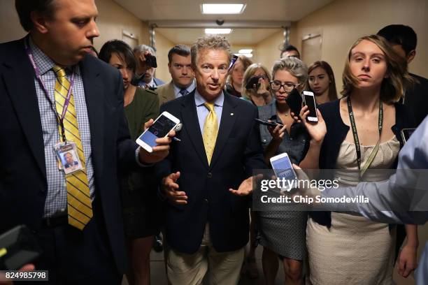 Sen. Rand Paul returns to his office after bringing the Senate into session at the U.S. Capitol July 31, 2017 in Washington, DC. Senate GOP...